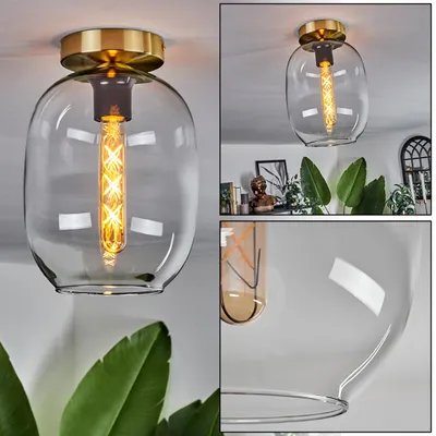 Produktbild von Carrone Deckenlampe aus Metall/Glas in Messingfarben/Klar