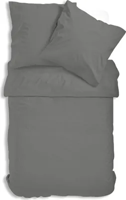 Produktbild von Uni Renforce Bettwäsche 135x200 cm oder 155x220 cm Baumwolle mit Reißverschluss, Farbe:grau, Größe:2 teilig 155x220 cm
