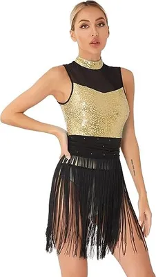 Produktbild von Damen Glitzer Tanzkleid Gr. S Ballettkleid Rückenfrei Turnanzug Tanzanzug Ballettkleidung Leotard Tanzkostüm
