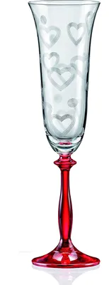 Produktbild von Sektgläser, Sektkelch Kristallglas Bohemia, Love Herze, rotem Fuß, 2er Set, 190 ml