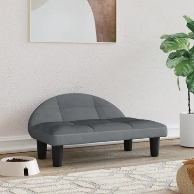 Imagen del producto de Cama para perros "The Living Store", color gris oscuro, 70x52x30 cm, de terciopelo