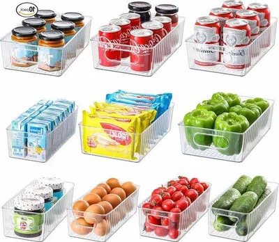 Image de Boîtes de conservation pour vaisselle - Lot de 10 rangements transparents pour vaisselle - Organisateur de cuisine multifonctionnel avec boîtes de conservation pour vaisselle sans BPA