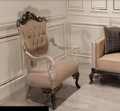 Image de Fauteuil Fauteuil à oreilles Design Coussin Canapé Textile Baroque Salon Tissu Assise