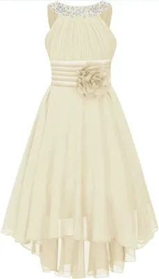 Produktbild von Mädchen Partykleid Gr. 164 cm – Festliches Chiffon Kleid mit Strasssteine, Schleife & Plissee – Perfekt für Hochzeit, Taufe & besondere Anlässe