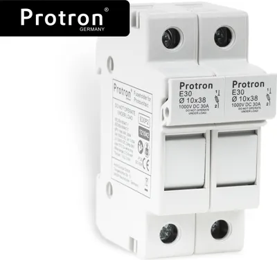 Produktbild von Protron DC Sicherungshalter Sicherungseinsatz 10x38 für Solar PV Photovoltaikanlagen 10A-30A E30P2 = 2-polig