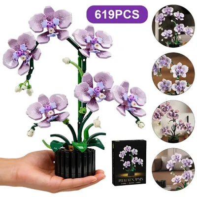 Produktbild von Orchideen Bonsai Klemmbaustein Set Blumen Modell DIY Dekoration Pflanze Geschenk Erwachsene