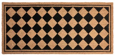 Zdjęcie produktu dla BELIANI Wycieraczka beżowy/czarny włókno kokosowe antypoślizgowe podszycie 55 x 120 cm dekoracja powitalna wzór w romby