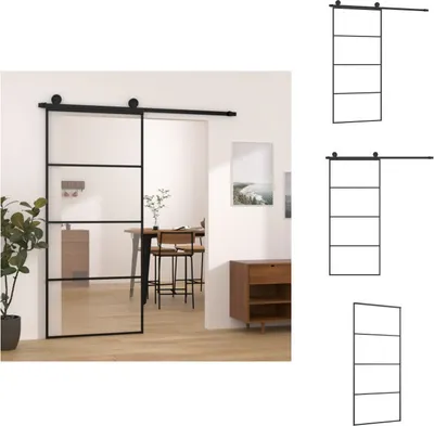 Immagine prodotto di vidaXL Porta scorrevole con ferramenta 90x205 cm ESG vetro e alluminio - Porte d'ingresso