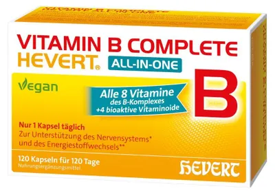 Image de Vitamine B Complete Hevert All-in-One avec toutes les 8 vitamines du complexe B et 4 vitaminoïdes bioactifs, 120 gélules