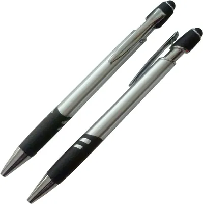 Produktbild von Touchpen Kugelschreiber / mit Griffgummimanschette / Farbe: silber-schwarz