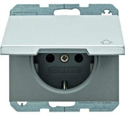 Image de Berker 47517203 Prise SCHUKO avec couvercle rabattable Alu Berker K.5