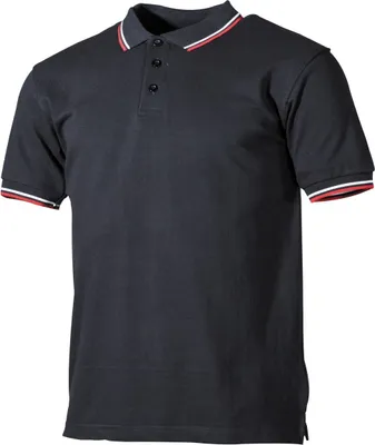 Produktbild von MFH Poloshirt, rot-weiße Streifen, mit Knopfleiste, schwarz