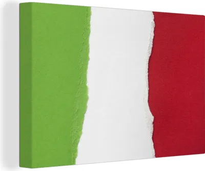 Obrázok produktu pre OneMillionCanvasses® - Obrazy na plátne - 140x90 cm, Maľovaná vlajka Talianska, Nástenná umelecká tlač Nástenná dekorácia - Fotografia na plátne - Maľba na drevenom ráme