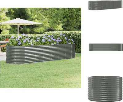 Produktbild von vidaXL Hochbeet Pulverbeschichteter Stahl 322x100x68 cm Grau -  Blumentöpfe & Pflanzgefäße