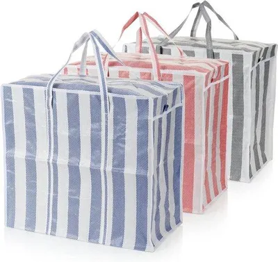 Image de Sacs de plage XL en plastique, rouge/bleu/noir, pour les affaires de plage et les courses