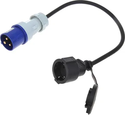 Image de Câble adaptateur de prise CEE à prise Schuko caravane camping-car caravane camping-car 230V 60 cm 3x 1,5 mm²