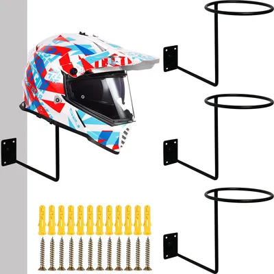 Produktbild von Helmhalter Wand, Helm Halterung Wand (3 Stücke), Motorrad Helmhalter, Motorrad Zubehör für Motorradhelme, Jacke, Baseballhelme, Basketball
