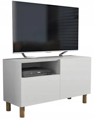 Zdjęcie produktu dla szafka rtv pod telewizor 100 100cm w stylu skandynawskim biała na nóżkach