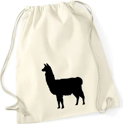 Produktbild von Huuraa Turnbeutel Lama Silhouette 12 Liter Natural Baumwolle Rucksack Geschenkidee