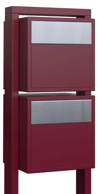 Produktbild von Briefkastenanlage Soprano for Two in Rot mit Edelstahlklappe