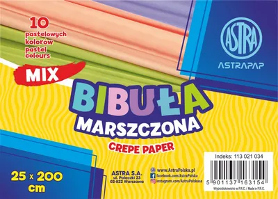Immagine prodotto di Carta velina pastello increspata ASTRAPAP 25x200 cm - Set di 10 colori! Perfetta per la decorazione, il bricolage e l'artigianato. Date vita ai vostri progetti con il nostro set pieno di colori stimolanti!
