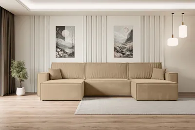 Produktbild von ALTDECOR Ecksofa mit Schlaffunktion und Bettkasten Corner Sofa Eckcouch Couch U-Form universal, links/rechts Schlafcouch Ausziehbar Wohnlandschaft Schlafsofa CELTIC-XLU - 377x143x83cm Beige