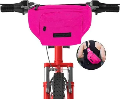Obrázok produktu pre Malá ružová taška na bicykel, 2 v 1, z recyklovaného PET