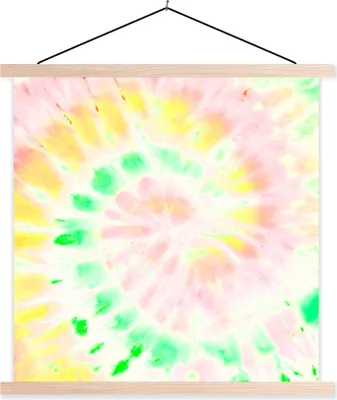 Produktbild von MuchoWow® Textilposter Sommer - Krawattenfärbung - Weiß 40x40 cm mit holzfarbenen Rahmen - Posterleiste