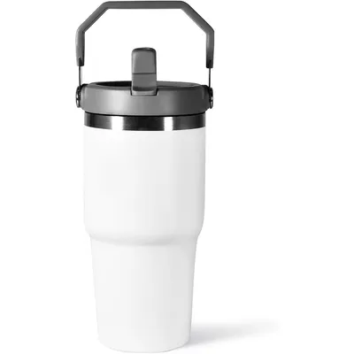 Produktbild von Thermobecher,30 oz Vakuumisolierter Edelstahlbecher, Isolierbecher mit Rutschfest, Kalt und Warmhalteeigenschaft,Weiß
