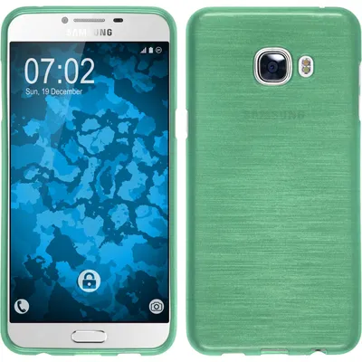 Produktbild von PhoneNatic Case kompatibel mit Samsung Galaxy C5 - grün Silikon Hülle brushed + 2 Schutzfolien