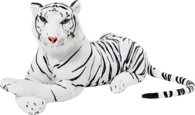 Image de BRUBAKER Tigre blanc 75 cm couché Peluche