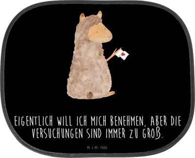 Produktbild von Mr. & Mrs. Panda Auto Sonnenblende Alpaka Fahne - Schwarz - Geschenk, hitzeschutz, Sonnenschutz, Lamas, Alpakas, Lama, Autoscheiben, Liebe