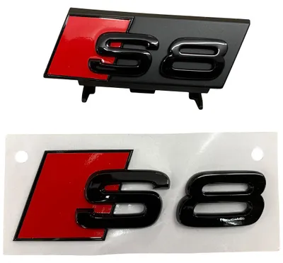 Original Audi S8 4D 4E 4H 4N Kühlergrill + Heck Schriftzug Emblem Logo Schwarz in der Farbe Schwarz von Volkswagen AG