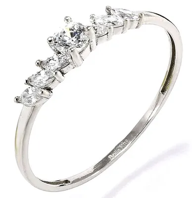 Produktbild von Ring Glare573 Serie aus 14K Weißgold (Au 585/1000) mit Zirkoniumdioxid, Größe 63, Breite 0,1 cm, Ringspitze Ø 0,35 cm