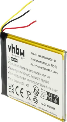 Produktbild von vhbw Akku kompatibel mit Sony Portable Reader PRS-T2, PRS-T1 eBook Reader (700 mAh, 3,7 V, Li-Polymer)