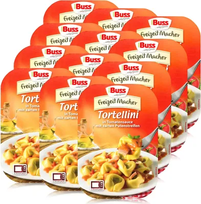 Produktbild von Buss Tortellini in Tomatensauce mit Putenstreifen 300g-Fertiggericht (12er Pack)
