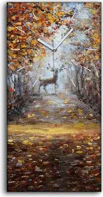 Produktbild von Dekor Leinwand Uhr Wandbilder Geräuschlos Kunstdruck 30x60 Hirsch im Park - weiße Hände