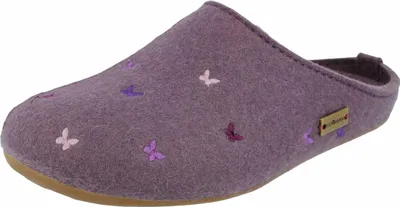 Produktbild von Haflinger Damen Hausschuh Pantoffel Wollfilz Stickerei Everest Farfalline 484014, Größe:37 EU, Farbe:Violett