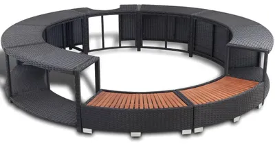 Produktbild von vidaXL Whirlpool-Umrandung Schwarz Poly-Rattan
