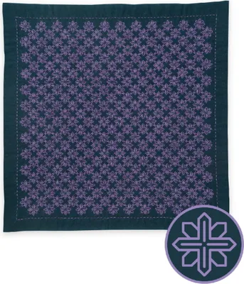 Immagine prodotto di Confezione da ricamo Olympus Hitomezashi Sashiko "Hana Fukin Clematis", tessuto stampato, 34x34cm, originale dal Giappone