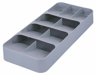 Bestekorganizer für Schublade, 9 Fächer, PP, Grau