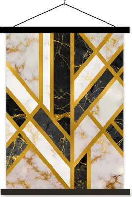Produktbild von MuchoWow® Textilposter Marmor - Gold - Design 40x53 cm mit schwarzem Rahmen - Abbildung
