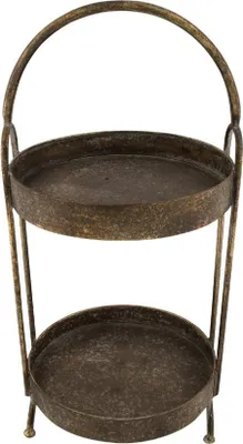 Produktbild von Etagere aus Metall, Farbe antique gold/schwarz, mit den Maßen 23 x 23 x 48 cm
