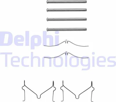 Produktbild von DELPHI LX0211 Zubehörsatz Scheibenbremsbelag Vorne für MAZDA FAMILIA IV (BF) 323 C IV (BG) FAMILIA IV (BG) 121 II (DB)