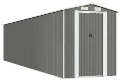 Imagen del producto de Casa de jardín / Cocheras para herramientas - Acero galvanizado de color gris claro - 192 x 855 x 223 cm