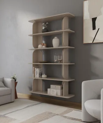 Produktbild von Bücherregal Chilly CODY - 120 x 181,5 cm - in Beige mit Holzoptik, Kaschmir, modern