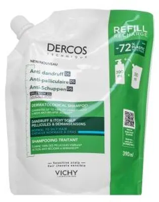 Zdjęcie produktu dla Vichy Dercos Anti-Dandruff Normal To Oily Hair Dermatological Shampoo szampon oczyszczający przeciw łupieżowi do włosów normalnych i przetłuszczających się Refill 390 ml