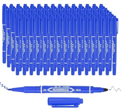 Produktbild von Permanent Marker Zweispitz 60 Stück Blau Feine & Ultrafeine Spitze