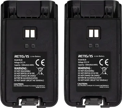Immagine prodotto di Retevis RT668 Walkie Talkie Batterie, batterie ricaricabili agli ioni di litio, 3,7 V 1200 mAh, compatibili con Walkie Talkie RT668, radio (nero, 2 pezzi)
