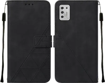 Produktbild von Moto G Stylus 2021 Hülle, Schlank Prägung Flip Leder Kartenfächer Schutzhülle mit Ständer für Motorola Moto G Stylus 2021 Schwarz